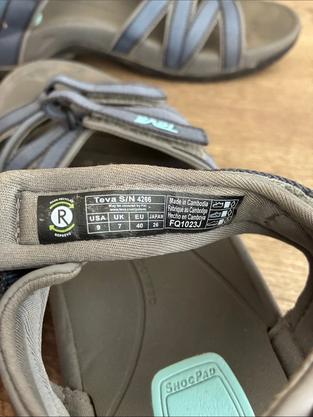 Teva Women's Gray and Light Blue Strappy Sport Sandals